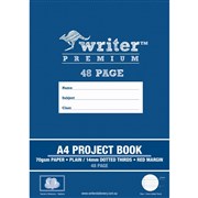 WRITER PREMIUM PROJECT BOOK A4 48 PAGE PLAIN14MM DOTTED THIRDS RED MARGIN