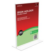 DEFLECTO RECYCLED SIGN HOLDER DOUBLE SIDED A4 PORTRAIT CLEAR