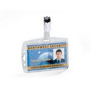 DURABLE SECURITY PASS HOLDER ACRYLIC WITH ROTATING CLIP BOX OF 25
