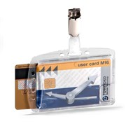 DURABLE SECURITY PASS HOLDER ACRYLIC DUO WITH ROTATING CLIP BOX OF 25