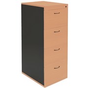 4 Drawer Filing Cabinet 1300Hx465Wx600D Lockable Beech and charcoal