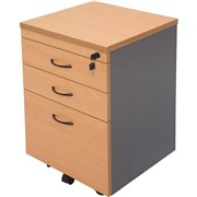 MOBILE PEDESTAL 2 DRAWER 1 FILE MULTI LOCK BEECH  IRONSTONE