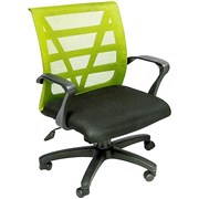VIENNA MESH MEDIUM BACK OFFICE CHAIR WITH ARMS BLACK FABRIC SEAT LIME MESH BACK