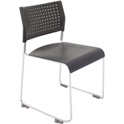 WIMBLEDON CHROME SLED CHAIR BLACK POLY SEAT AND BACK
