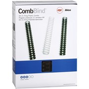 PLASTIC COMB 21 RING BINDING COILS 32MM BLACK BEP32 BX50