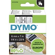 DYMO D1 LABEL CASSETTE TAPE 6MM x 7M BLACK ON WHITE