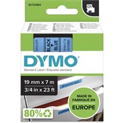 DYMO D1 LABEL CASSETTE TAPE 19MM X 7M BLACK ON BLUE