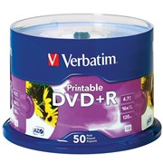 DVDR 47GB WHITE INKJET PRINTABLE VERBATIM PK50