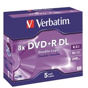 VERBATIM RECORDABLE DOUBLE LAYER DVDR DL 85GB 8X Jewel Case PK5