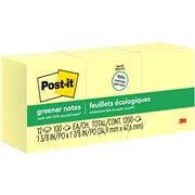 POSTIT 653RP PAD YELLOW RECYCLED PAPER NOTE 36X48MM PK12 653RP