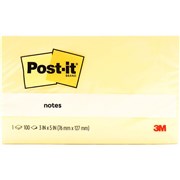 POSTIT 655 NOTES 3M YELLOW 75X125MM SINGLE PAD