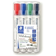 STAEDTLER 351 DRYSAFE WHITEBOARD MARKER 4 ASSORTED 351WP4 LUMOCOLOR WLT4