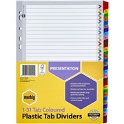 A4 DIVIDERS 31 REINFORCED MULTI COLOUR SET 131