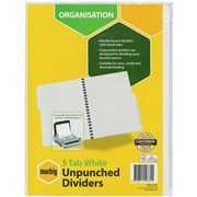 A4 DIVIDER 5 TAB WHITE UNPUNCHED MARBIG ACO 37305 SET 604508