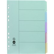 A4 COLOUR DIVIDER 5 TAB ACO 37000 SET  PASTEL