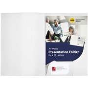 MARBIG PRESENTATION FOLDERS PRO SERIES A4 MATT WHITE PK20