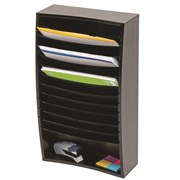 MARBIG WOODEN DESKTOP ANGLED SORTER 12 TIER BLACK
