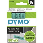 DYMO 1000 TAPE BLACK ON GREEN 12MM ESS345019 SD45019 ROLL