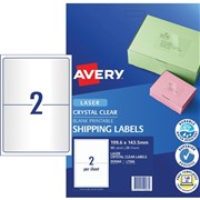 AVERY MAILING LASER LABELS L7566 2 LP Sht 1991x1435mm Shipping  Crystal Clear  Bx50