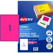 AVERY SIGNAL FLRO LSR LBLS L7167FP25 1 PSht Pink 25 LABELS