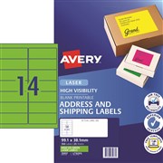 AVERY FLUORO LASER LABELS 14 LPSHT FLUORO GREEN L7163FG PK350