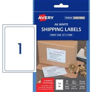 AVERY A6 SHIPPING LABELS L7175 1LPSht 105x148mm White Pack of 25