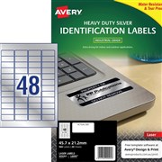 AVERY HEAVY DUTY LASER LABELS ASSET TAGS SILVER L6009 457X21MM 48UP 960 LABELS