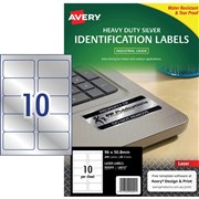 AVERY L6012 HEAVY DUTY SILVER LABELS 10 PER SHT PACK 20 959203