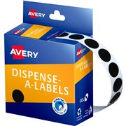 AVERY DISPENSER LABELS CIRCLES DMC14BLK 14MM BLACK 937242 P1050