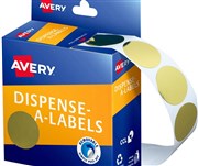 AVERY DISPENSER LABEL CIRCLES DMC24G 24MM GOLD 937271 PK250