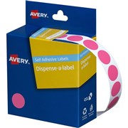 AVERY DISPENSER LABELS CIRCLES DMC14P 14MM PINK 937241 P1050