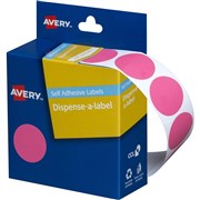 AVERY DISPENSER LABELS CIRCLES DMC24P 24MM PINK 937249 PK500