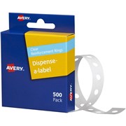 AVERY PERMANENT REINFORCEMENT CLEAR RING LABELS 13MM ROUND BOX OF 500