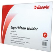 ESSELTE SIGN  MENU HOLDER A3 LANDSCAPE WALL MOUNT 47585