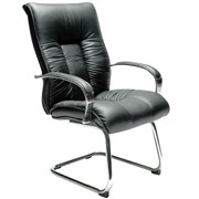 BIG BOY DIRECTORS CHAIR MEDIUM BACK WITH ARMS CANTILEVER BLACK LEATHER