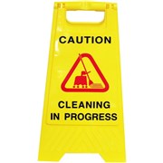CLEANLINK SAFETY SIGN Cleaning In Progress Yellow 32x31x65cm