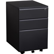 SUMMIT BLACK METAL MOBILE PEDESTAL 2 DRAWER 1 FILE YSMMPB
