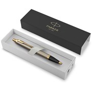 PARKER IM BALLPOINT PEN BRUSHED METAL GOLD TRIM BLUE