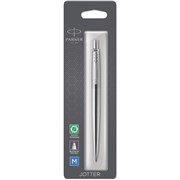 PARKER JOTTER BALLPOINT PEN STAINLESS STEEL CHROME TRIM BLUE