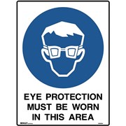 BRADY MANDATORY SIGN Eye Protection 450x600mm Metal