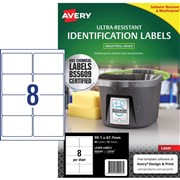 AVERY IDENTIFICATION LASER ULTRA RESISTANT WHITE L7914 991X677MM 8UP 80 LABELS