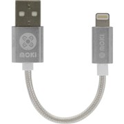 MOKI BRAIDED LIGHTNING CABLE 10CM SILVER