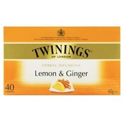 LEMON AND GINGER INFUSION TEA BAG TWINING PK40