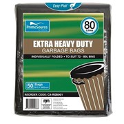 EXTRA HEAVY DUTY GARBAGE BAGS PK50 BLACK 72  80L