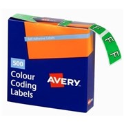 ALPHABETICAL COLOUR CODING LABELS  F  BOX OF 500 BX500